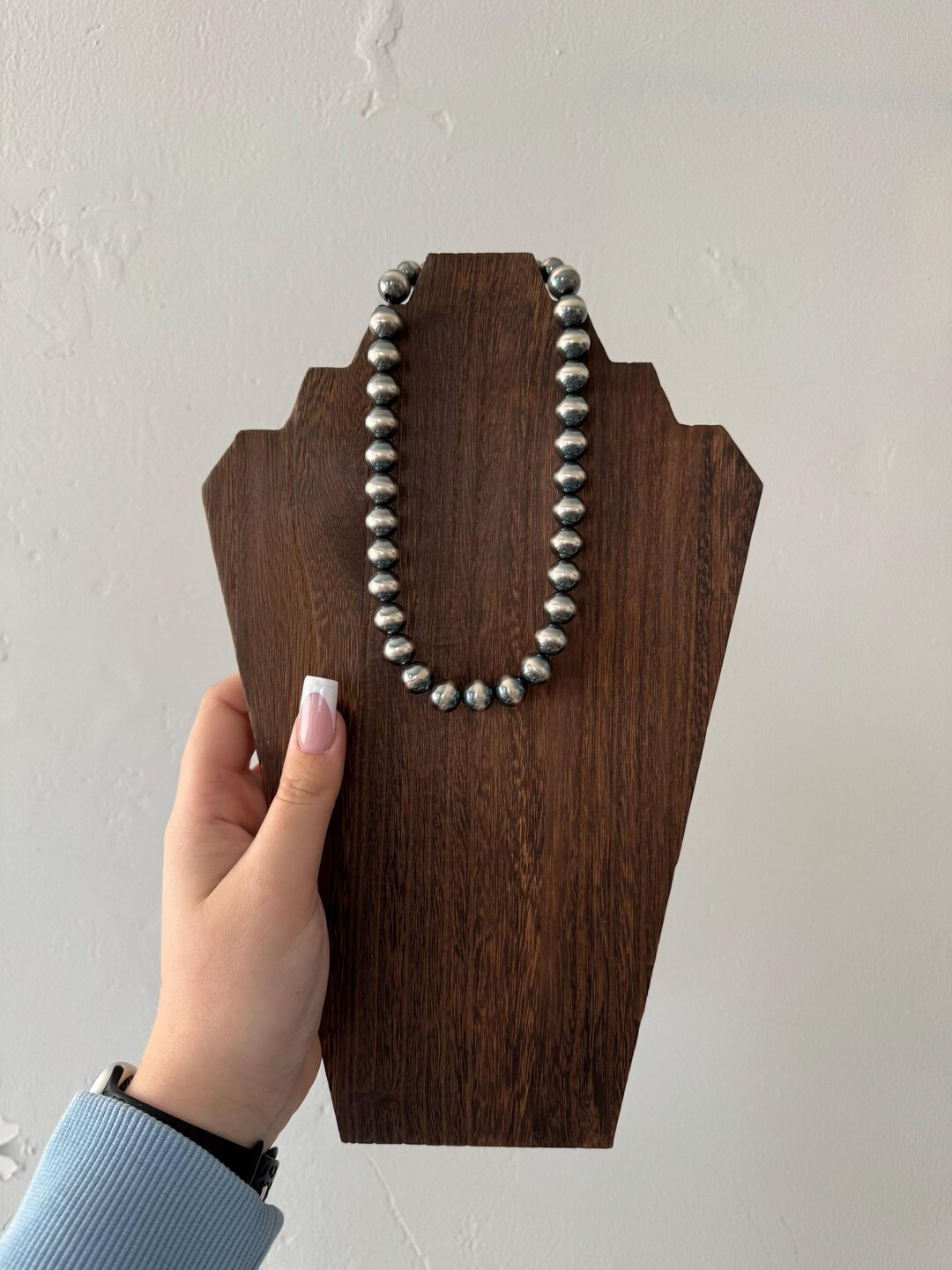 12mm Authentic Sterling Silver Navajo Style Pearl Necklace With Paperclip Extender Chain - Etsy | Etsy (US)