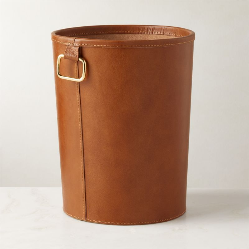 Fallon Brown Leather Wastebasket by Lawson-Fenning + Reviews | CB2 | CB2