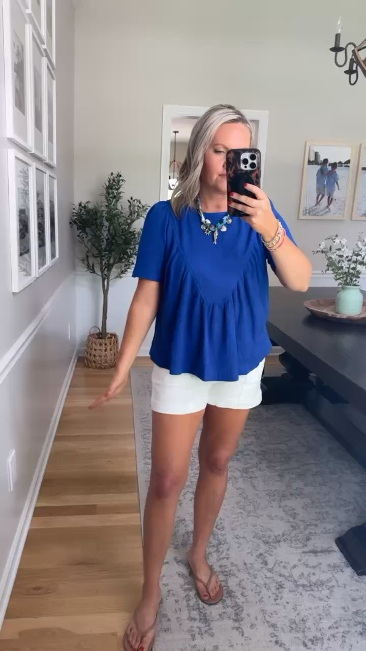 This blue top is one of those easy throw on pieces that still looks so cute and put together. Paired it with white shorts and sandals for the perfect summer outfit.

blue top outfit, white shorts outfit, summer outfit idea, casual chic style, everyday summer fashion, vacation outfit inspo, affordable fashion find, cute casual outfit, comfy summer look, easy everyday outfit, boutique style, summer fashion trends, effortless style, lovelylifestyling

#LTKootd #LTKSeasonal #LTKOver40