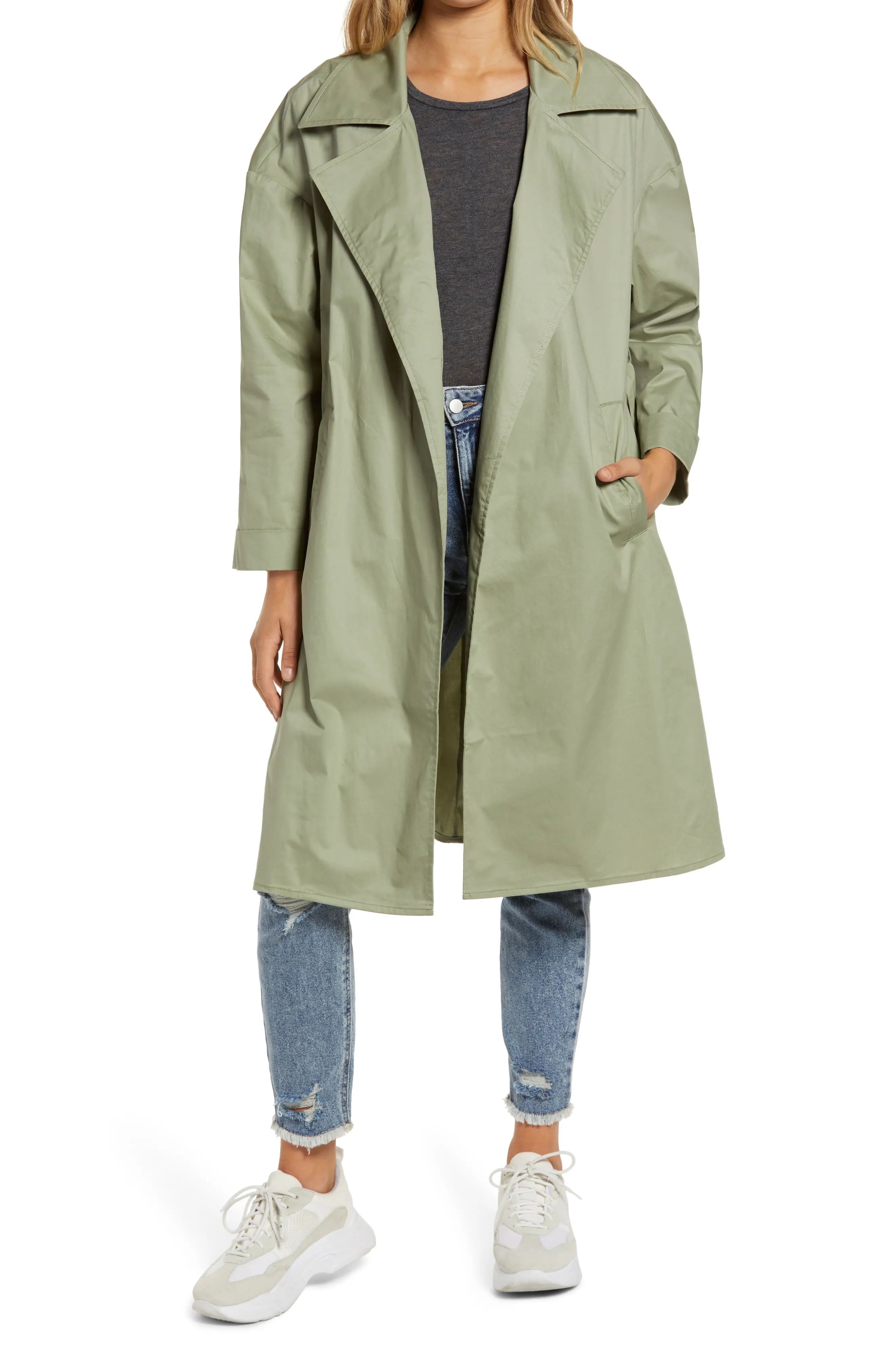 Women's Tinsel Belted Trench Coat, Size Small - Green | Nordstrom