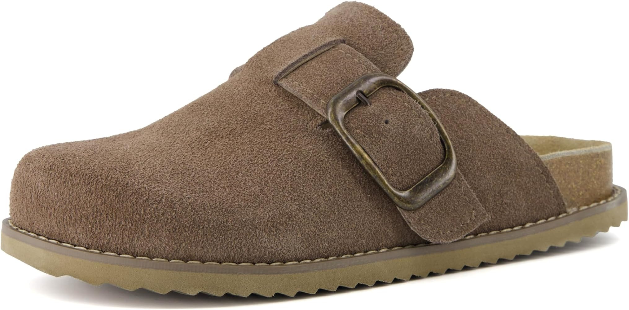 CUSHIONAIRE Women's Blain Genuine Suede Slip-On Clogs with + Memory Foam & Chic Buckle Mule - Com... | Amazon (US)