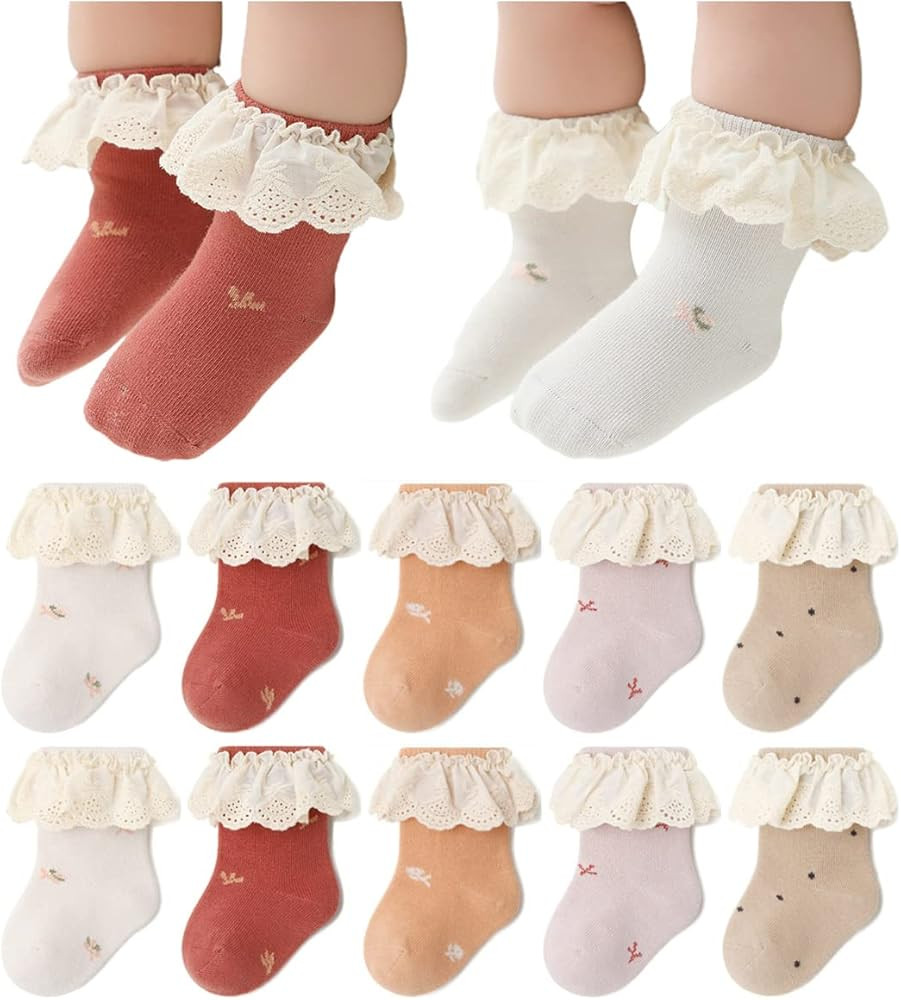 Toptim Newborn Baby-girls Socks and Bow Infant Toddler Ankle Socks | Amazon (US)