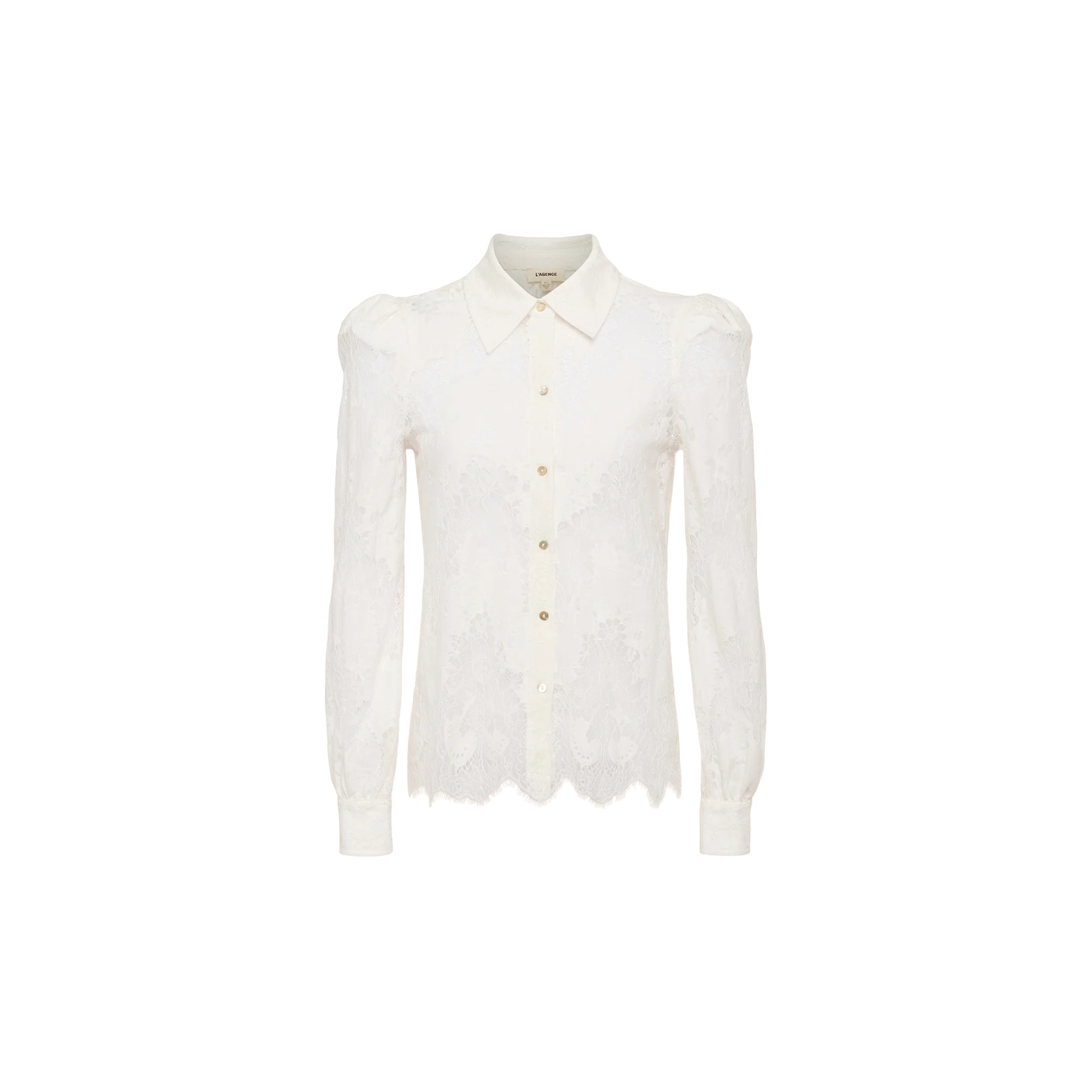 L'AGENCE Jenica Lace Blouse Top In Lace Ivory | L'Agence