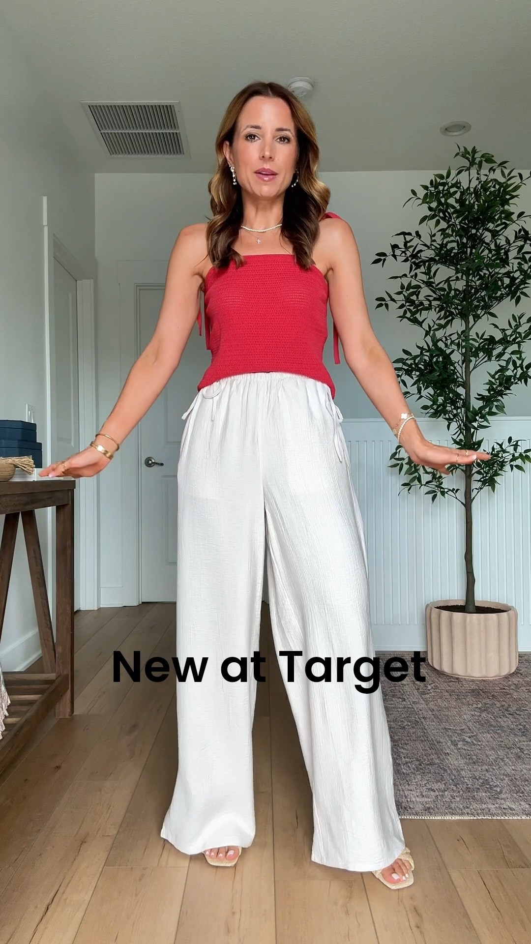 New Target arrivals. Summer outfits. Vacation outfits. Resort wear. 4th of July outfits. Summer style. Elevated casual.. Vacation outfits. Wide leg wrinkle resistant pants in XS - could size down if in-between sizes. Runs a little big but can cinch the waist on both sides.

#LTKootd #LTKTravel #LTKPetite