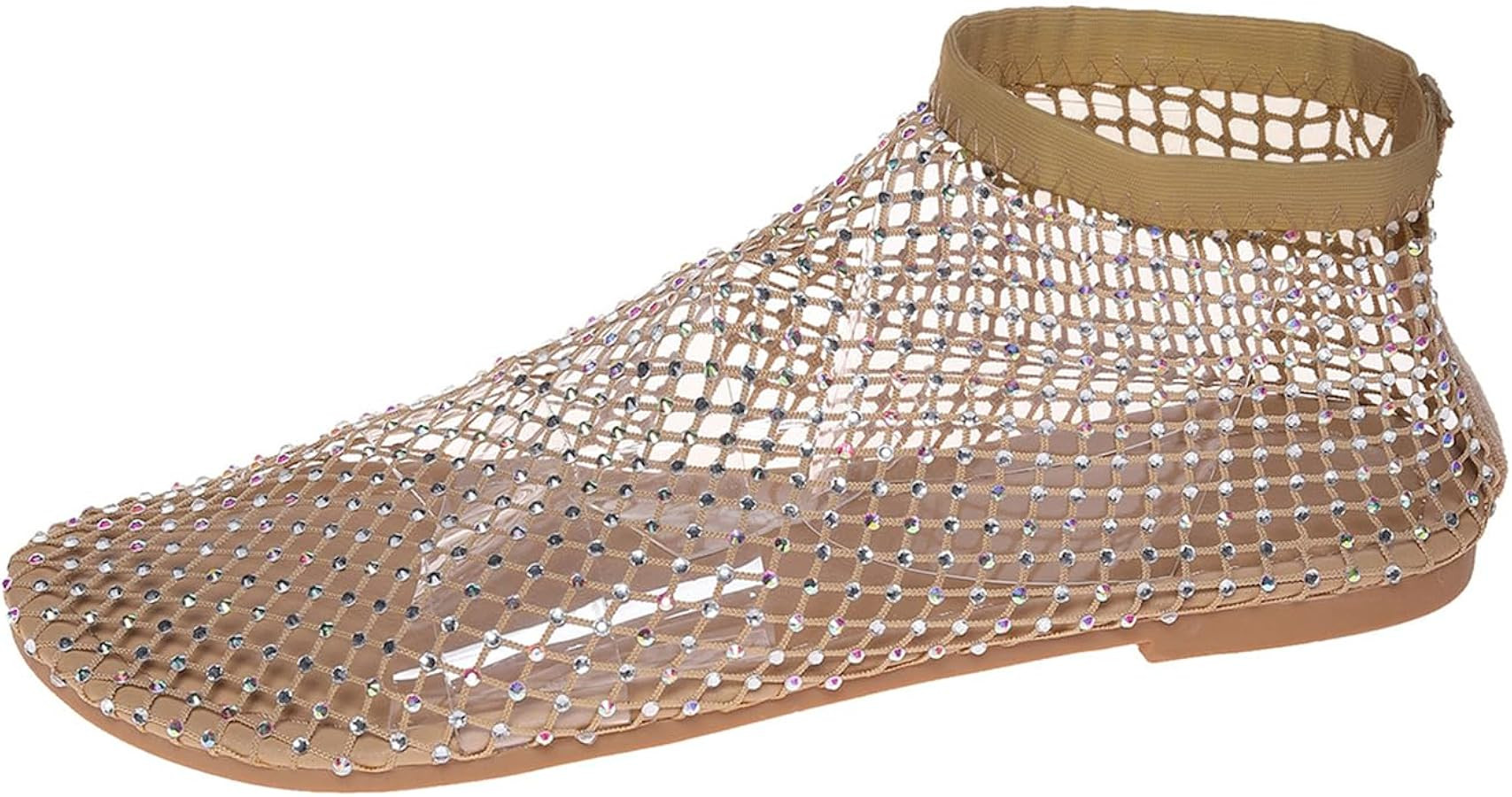 Mesh Ballet Flats for Women - Sparkly Rhinestone Sandals Breathable Round Toe Slip-On Jelly Flats... | Amazon (US)