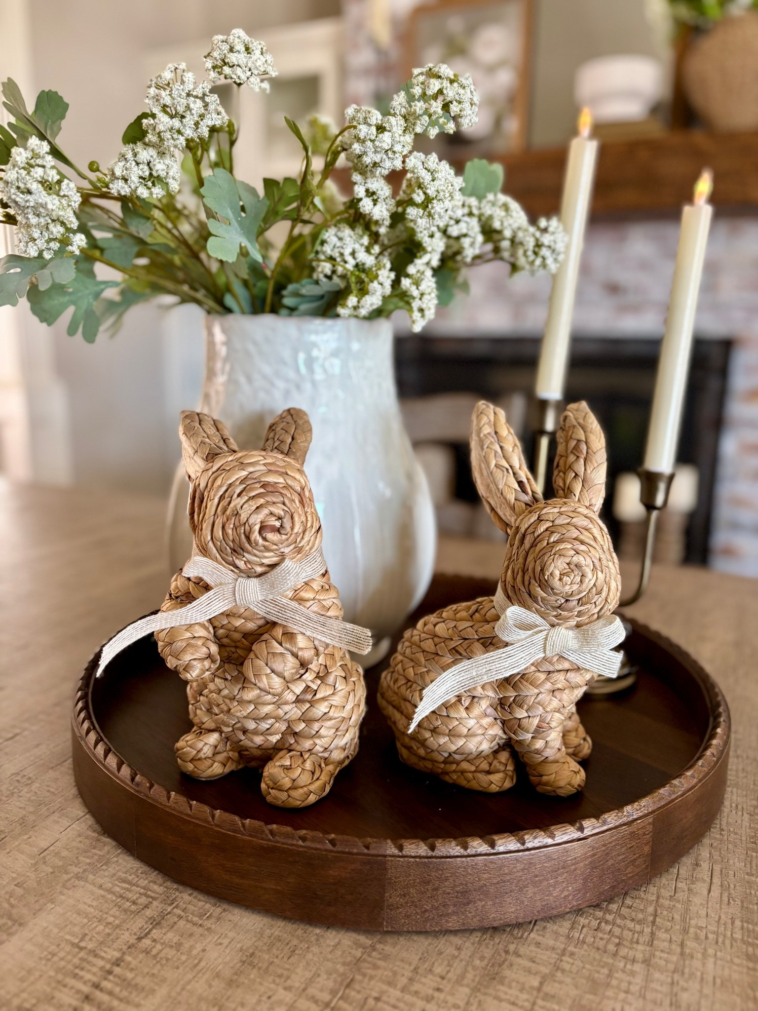 The cutest woven bunnies!  This is last years version!  This year’s comes with a pink bow 🎀

I have 10 stems in this vase! 

#LTKHome #LTKSeasonal