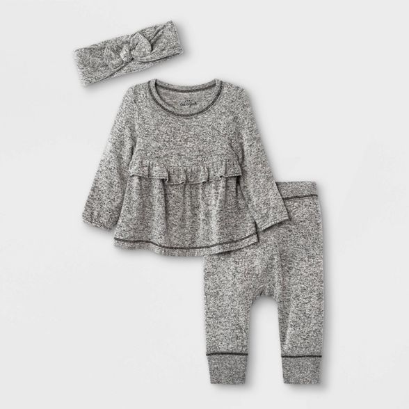 Baby Girls' 3pc Cozy Top & Bottom Set with Headband - Cat & Jack™ | Target