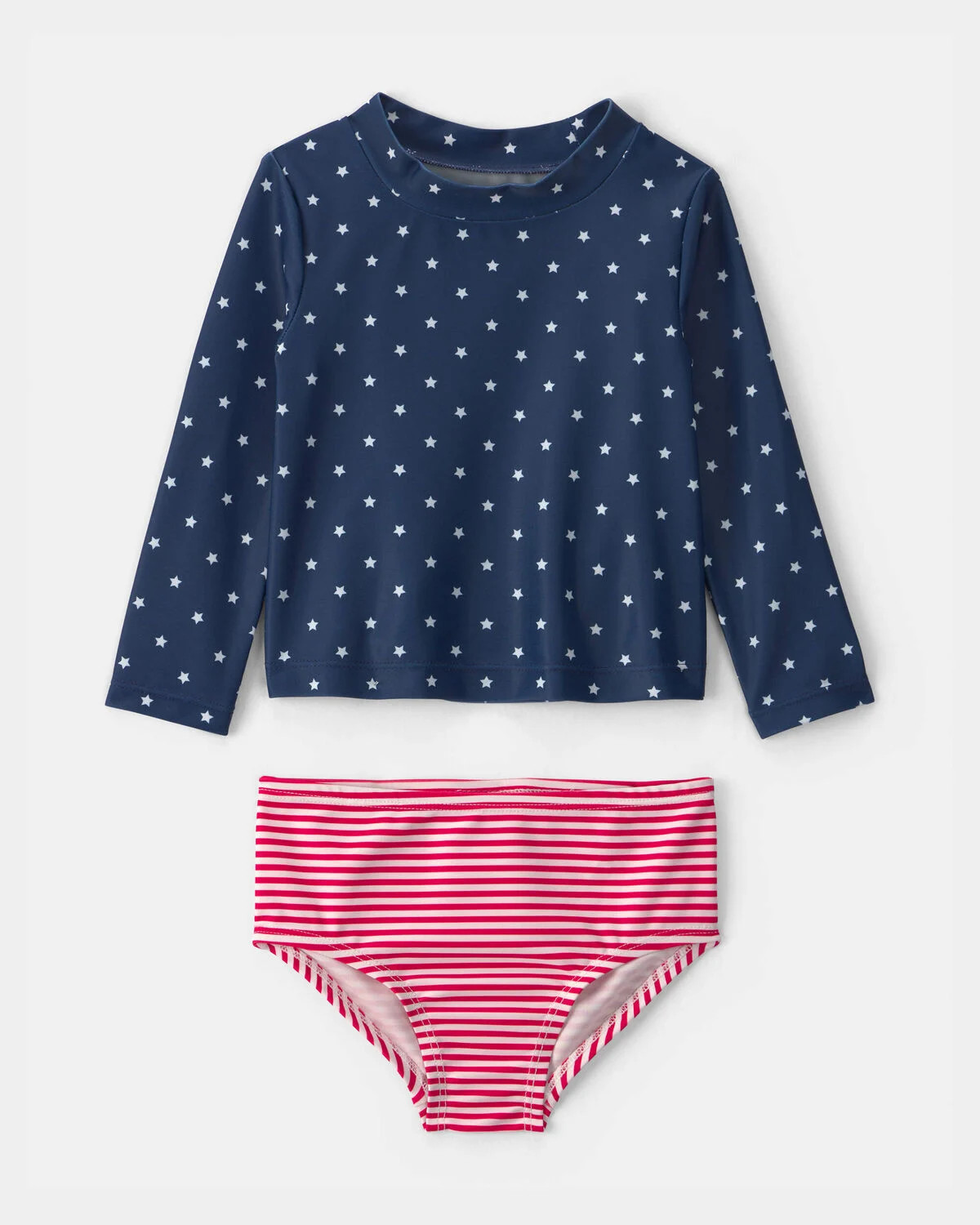 Baby Girl 2-Piece American Flag Rashguard Swimsuit Set - Red/White/Blue | Carter's | Carter's Inc