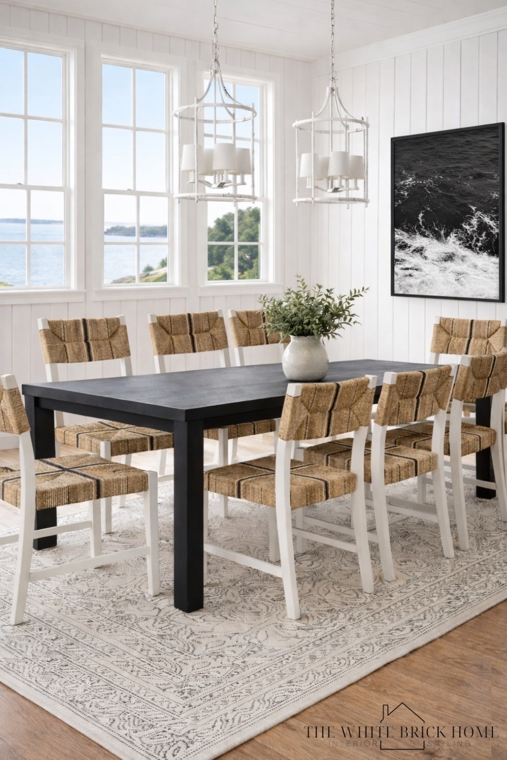 I love the coastal textures in this dining room design paired with the modern black and white color palette! 

Dining room, dining room design, dining room furniture, dining room decor, dining room lighting, coastal home, coastal dining room, dining room rug, dining room decor, dining room ideas, dining table, dining chair, dining room design, wall art, coastal wall art, Serena and Lily, pottery barn, west elm 

#LTKSaleAlert #LTKHome #LTKSeasonal
