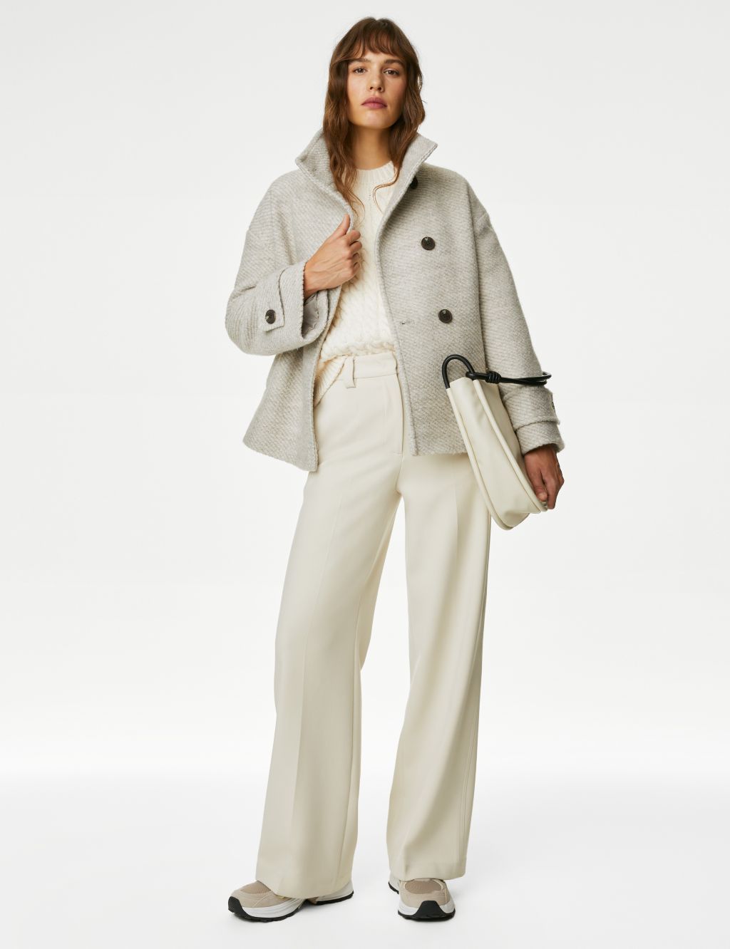 Crepe Tab Detail Wide Leg Trousers | Marks & Spencer (UK)