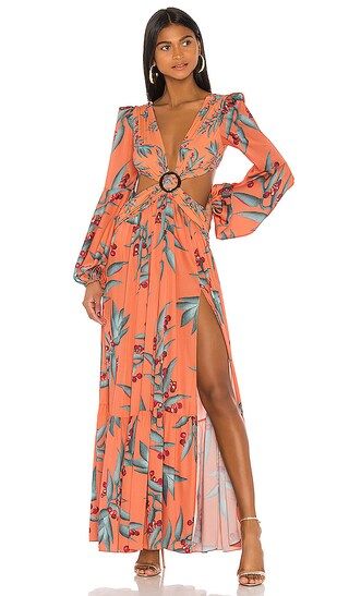 Long Sleeve Cutout Dress in Heliconia Coral | Revolve Clothing (Global)