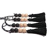 Farmhouse Wooden Beads Garland Black Set 4pcs Scandinavian Door Knobs Tassels Ornament Door Hangers  | Amazon (US)
