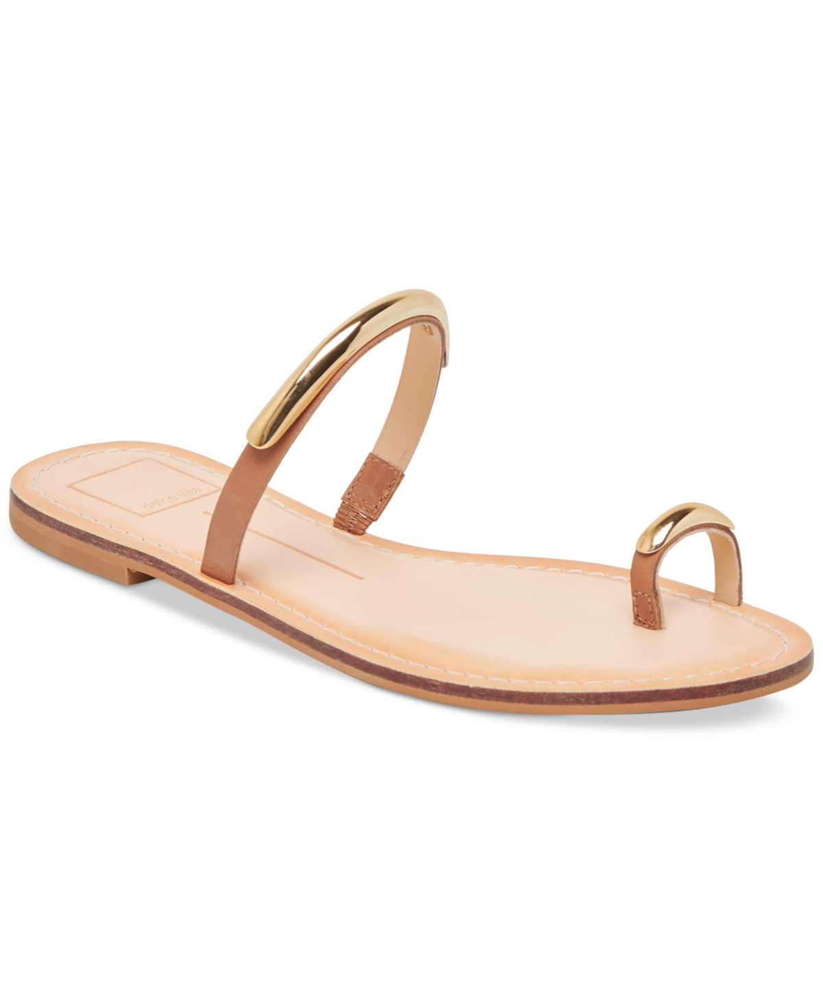 Dolce Vita Women's Wink Toe-Ring Slide Flat Sandals - Saddle Leather | Macy's