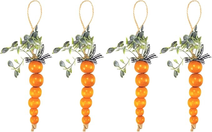 4PCS Wooden Bead Carrots,Beaded Carrots,Easter Tiered Tray Decor,Farmhouse Easter Carrot Decor,Sp... | Amazon (US)