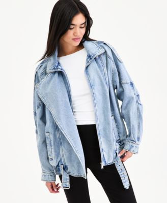 Women's Oversized Denim Bomber Jacket, Macy's Exclusive | Macy's