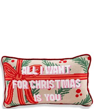 Holiday Collection All I Want Needlepoint Pillow | Dillard's