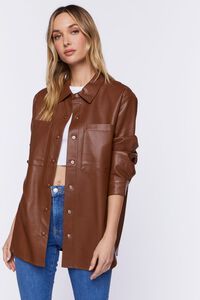 Faux Leather Drop-Sleeve Shacket | Forever 21 (US)