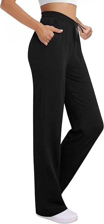 Womens Wide Leg Casual Pants High Waisted Lounge Pants Comfy Business Work Pants with Pockets | Amazon (US)