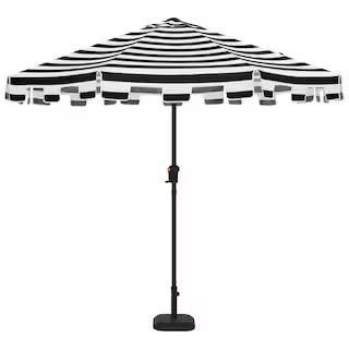 9 ft. Aluminum Market Crank and Auto Tilt Patio Umbrella in Cabana Black and White Stripe with Tr... | The Home Depot