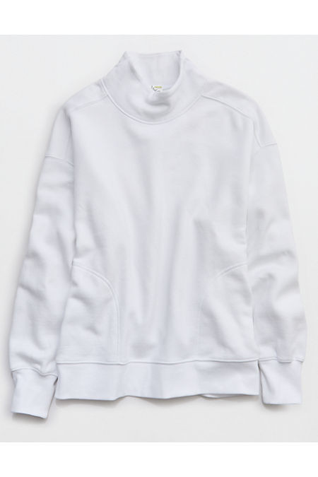OFFLINE By Aerie Cloud Fleece Oversized Mockneck Sweatshirt Women's White XXS | Aerie