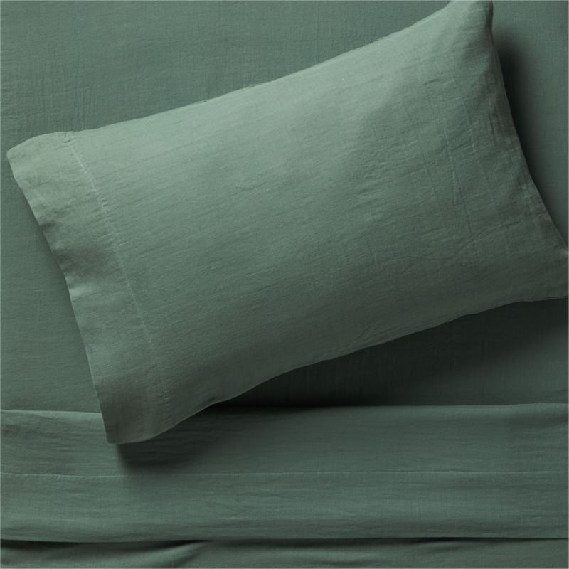 Supersoft Pine Green Organic Cotton Gauze Kids Twin Sheet Set + Reviews | Crate & Kids | Crate & Barrel