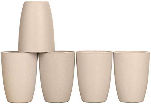 Wheat Straw Unbreakable Cup (12 oz) - Reusable Drinking Glasses Set of 5 - Dishwasher Safe - Great f | Amazon (US)