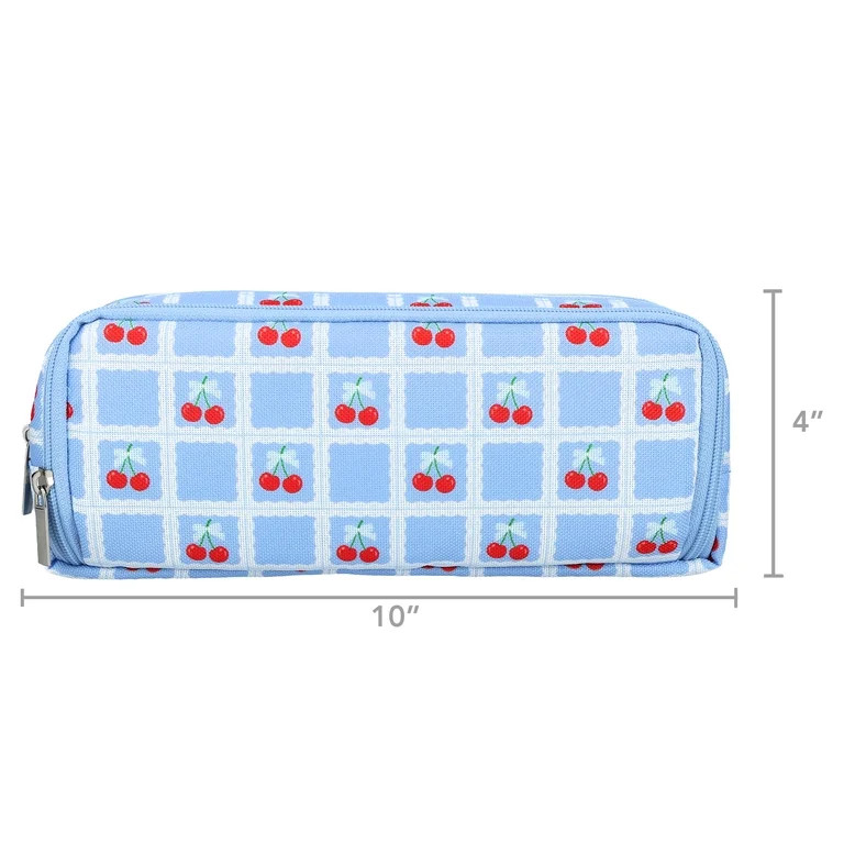 Pen+Gear 3-Zip Cherry Pencil Pouch, Blue and White | Walmart (US)