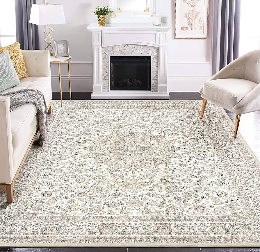 Area Rug Living Room Rugs: 5x7 Oriental Persian Floral Distressed Carpet Large Machine Washable I... | Amazon (US)