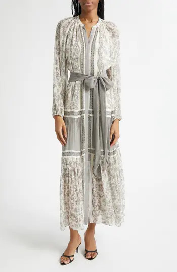 Halley Mixed Print Long Sleeve Silk Dress | Nordstrom