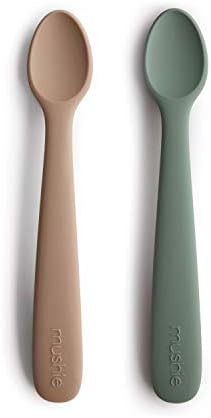 mushie Silicone Baby Feeding Spoons | 2 Pack (Dried Thyme/Natural) | Amazon (US)