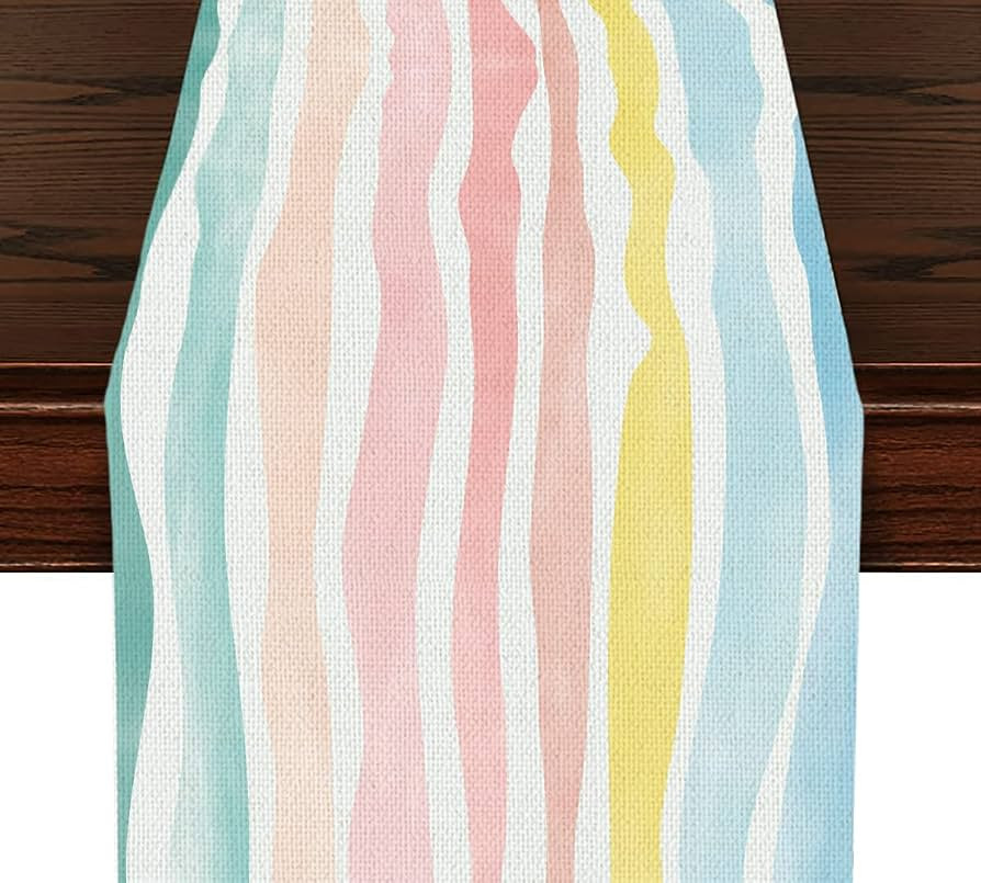 Colorful Rainbow Tie Dye Table Runner, Kitchen Dining Table Decor, Cute Table Runners for Indoor ... | Amazon (US)