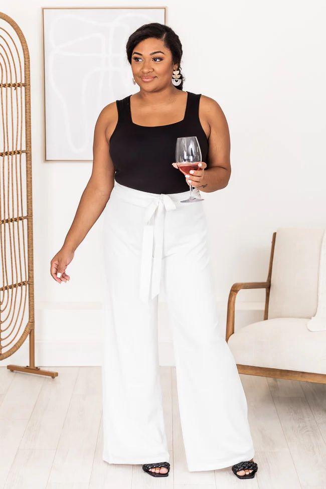 Find Your Place Ivory Wide Leg Pants | Pink Lily