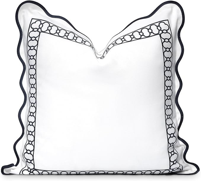 Hofdeco Premium Coastal Patio Indoor Outdoor Scalloped Throw Pillow Cover Only, 20"x20" Water Rep... | Amazon (US)