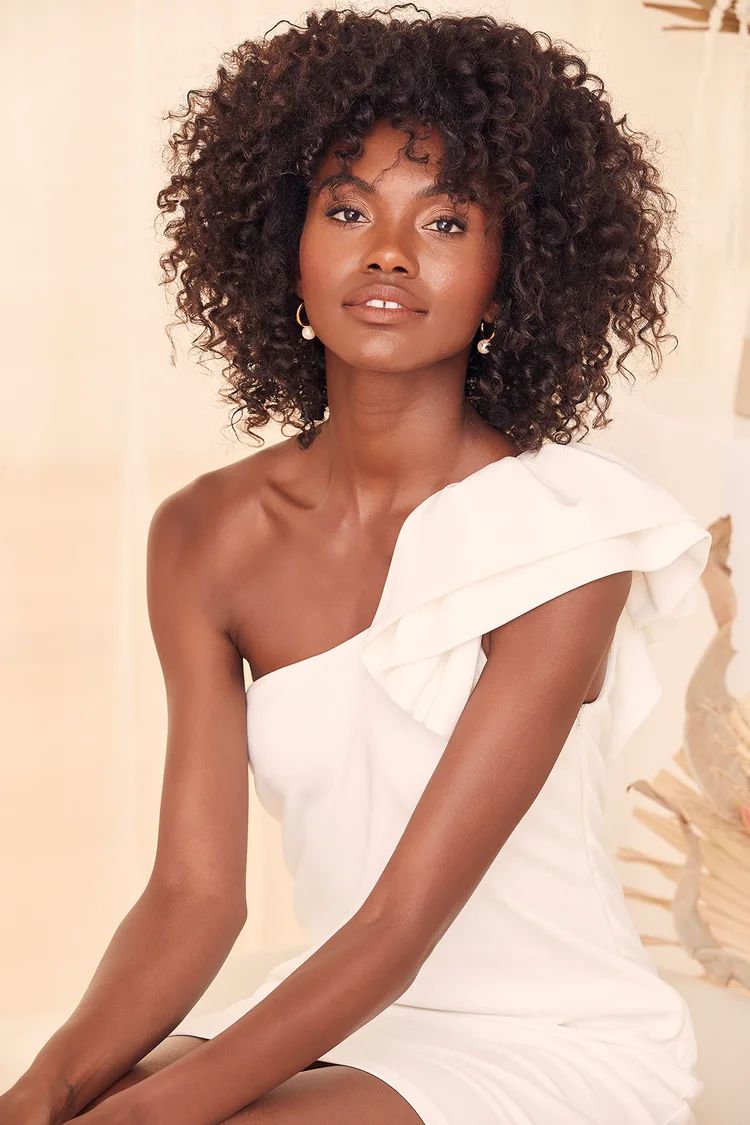 Be My Destiny White Ruffled One-Shoulder Mini Dress | Lulus (US)