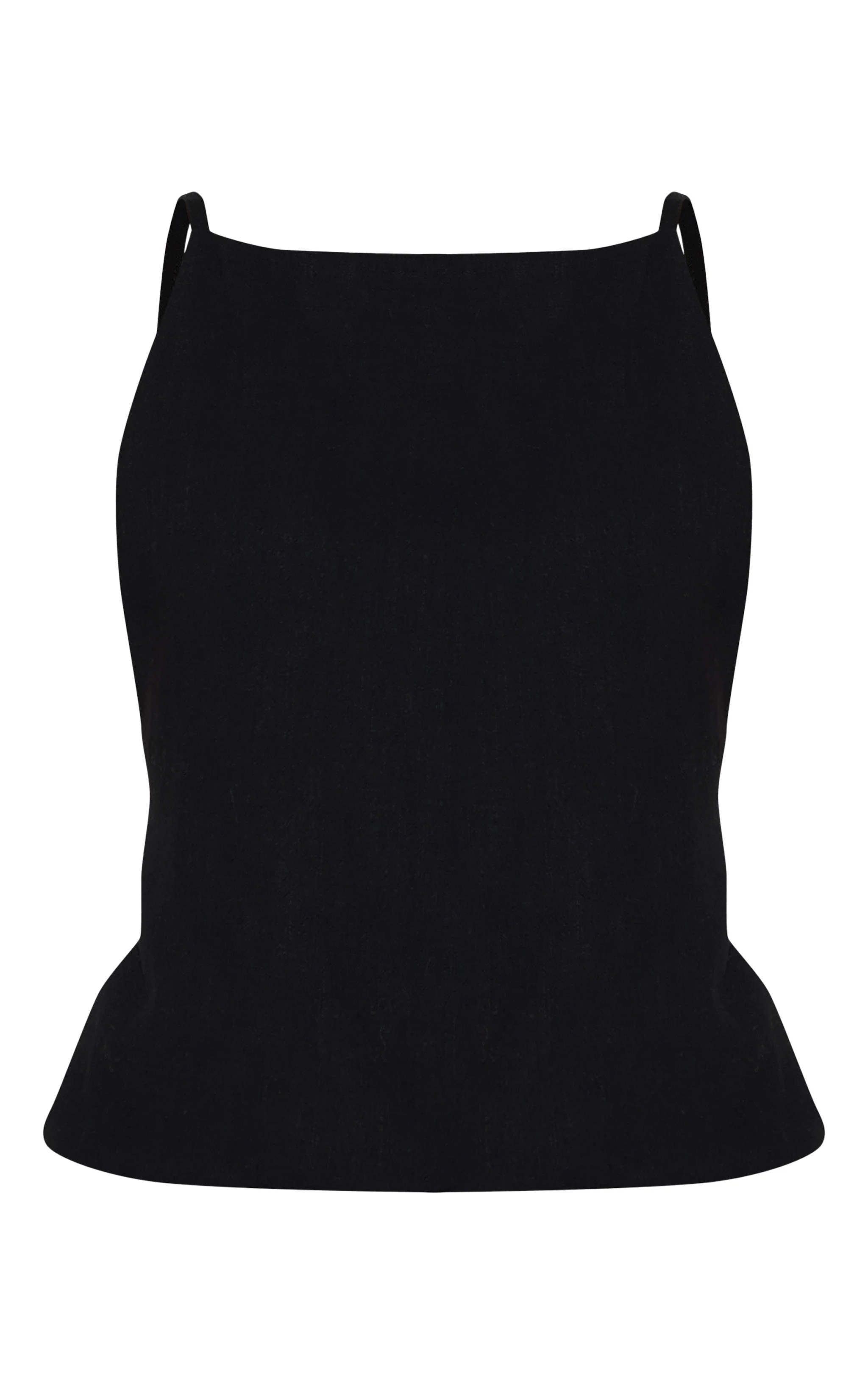 Black Linen Look Open Back Cami Top | Tops | PrettyLittleThing UK