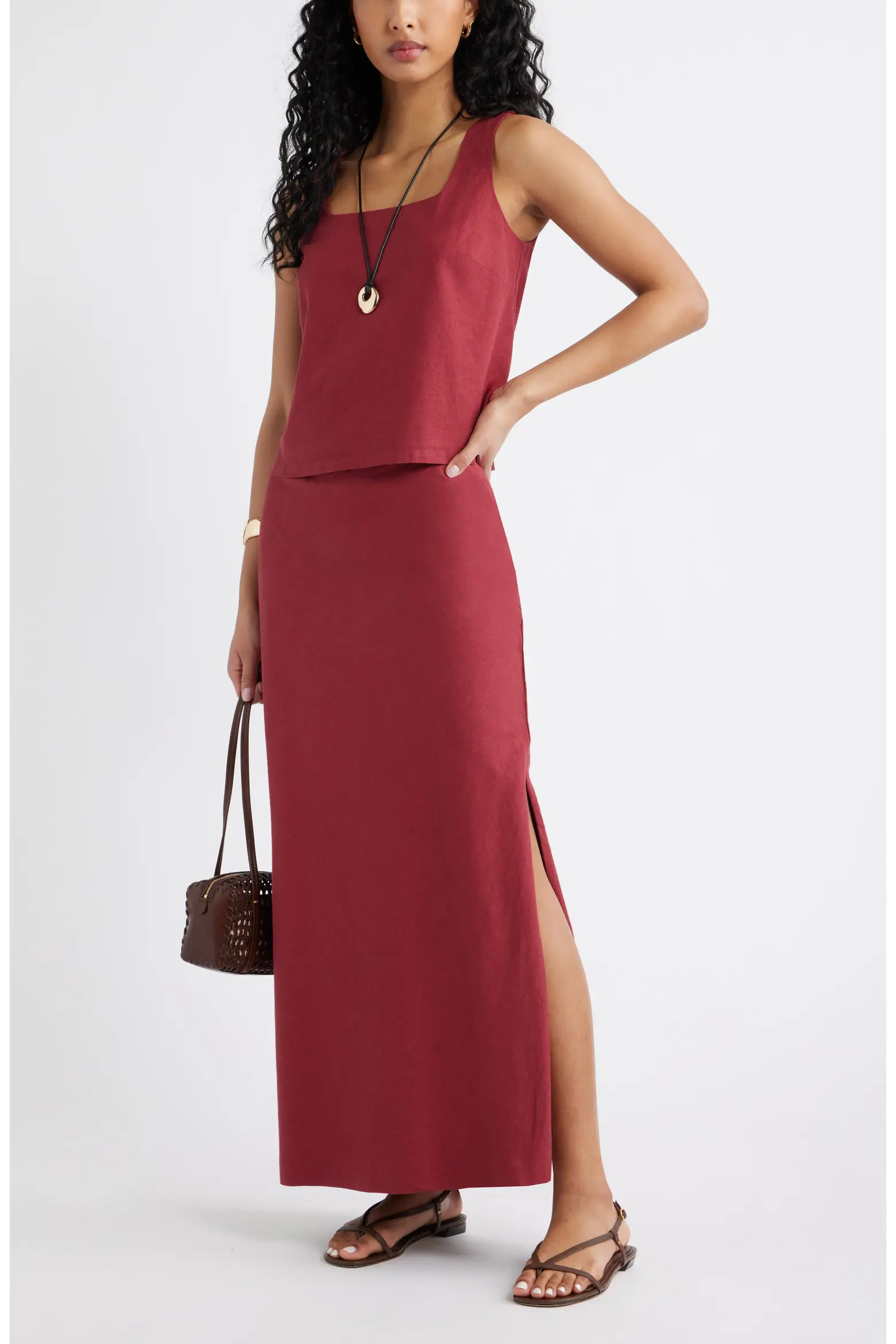 Linen Blend Column Maxi Skirt (Women) | Nordstrom | Nordstrom