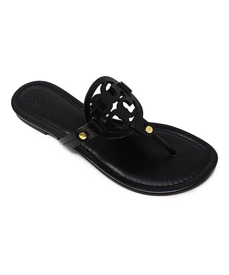 Black Miller Leather Sandal - Women | Zulily