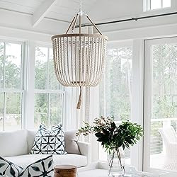 Safavieh Collection Angie 3 Light 18" Beaded Pendant, Cream | Amazon (US)