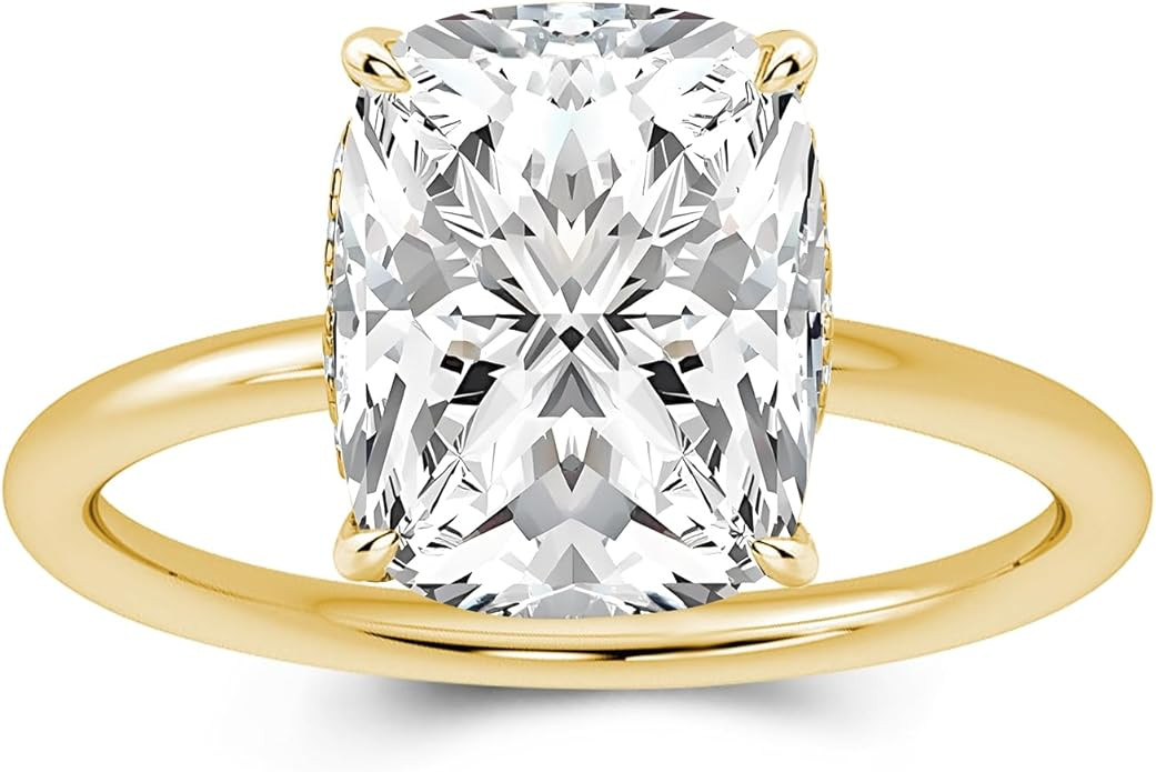 3.5ct Elongated Cushion Cut Moissanite Engagement Ring,Genuine D Color VVS1 Clarity,925 Sterling ... | Amazon (US)