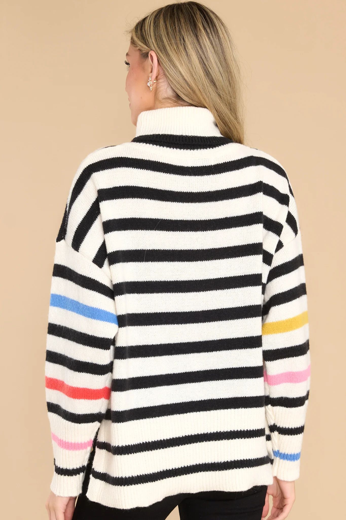 Stay Concentrated Ivory Multi Striped Sweater | Red Dress 