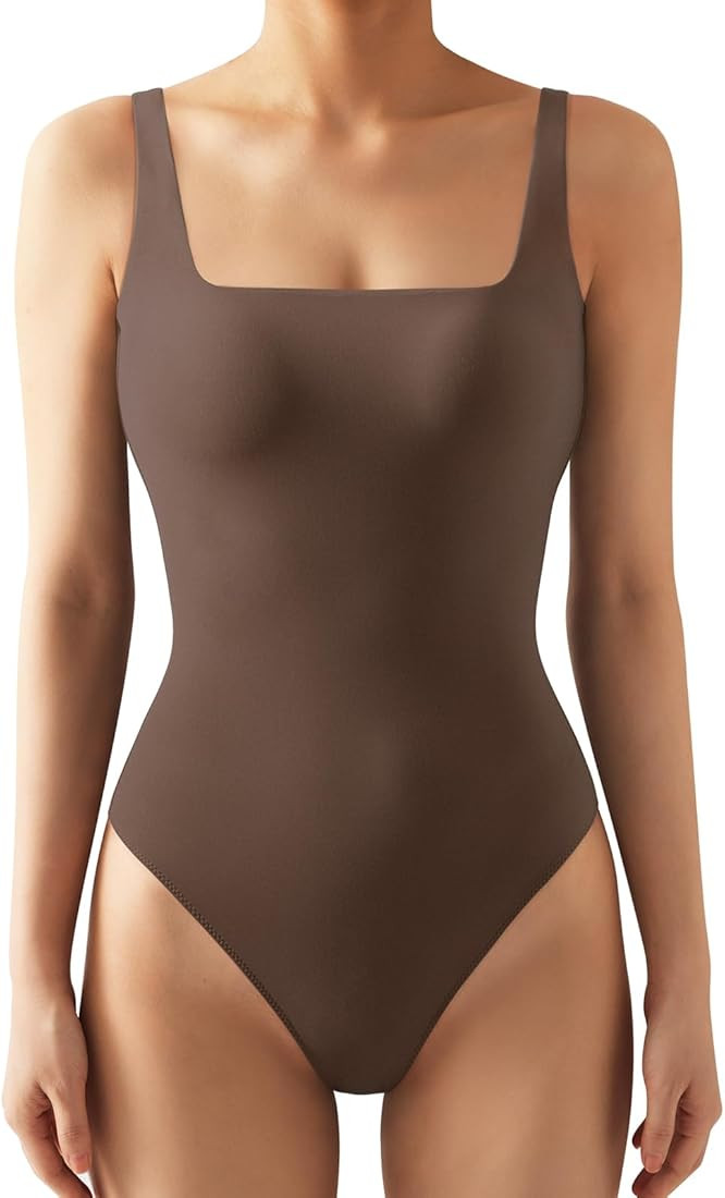 SUUKSESS Women Sexy Square Neck Thong Bodysuit Backless Sleeveless Tank Tops | Amazon (US)