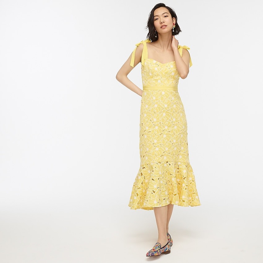 Eyelet midi dress with flounce hem | J. Crew US