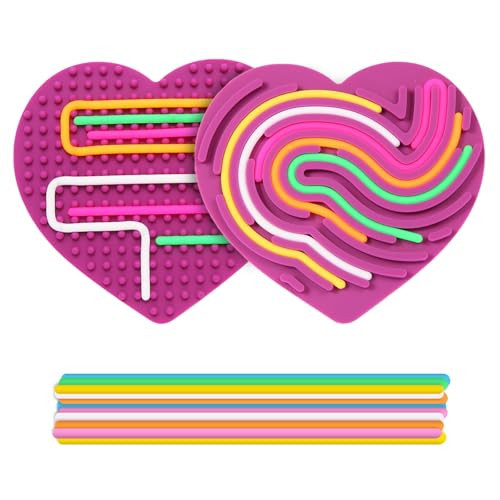 Sensory Activity Board - Double-Sided Silicone Fidget Toy Busy Board for Fine Motor Skill Silicone Calm Down Toy for Stress, Anxiety, ADHD & Autism, Kids 3+ & Adults Activities for Travel (Heart) | Amazon (US)