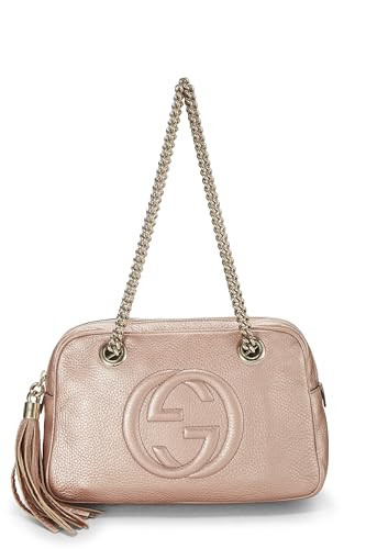 Gucci, Pre-Loved Metallic Pink Grained Leather Soho Chain Shoulder Bag, Pink | Amazon (US)