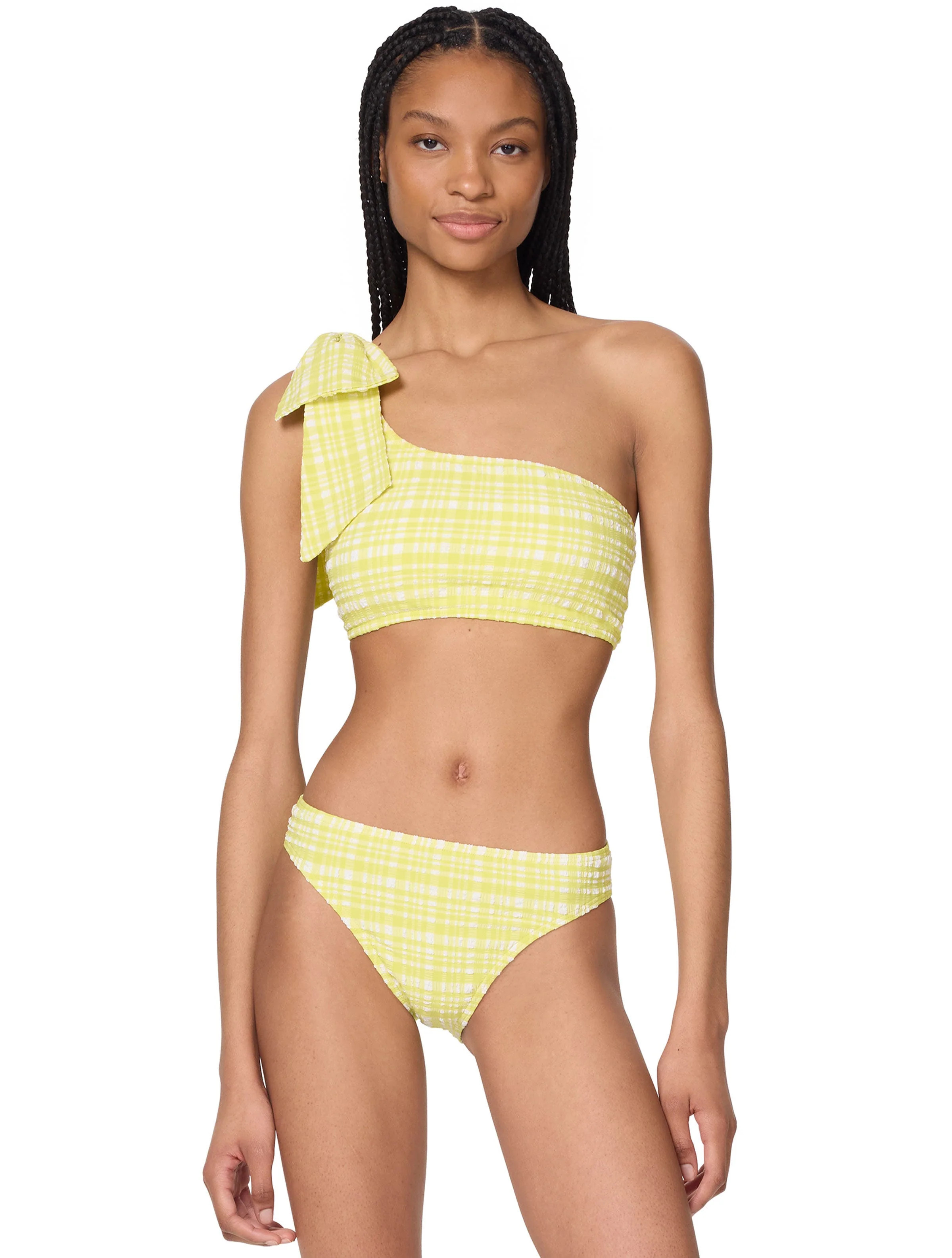 kate spade new york Bow One Shoulder Bikini Top - Ocean Plaid | Beach2Ocean