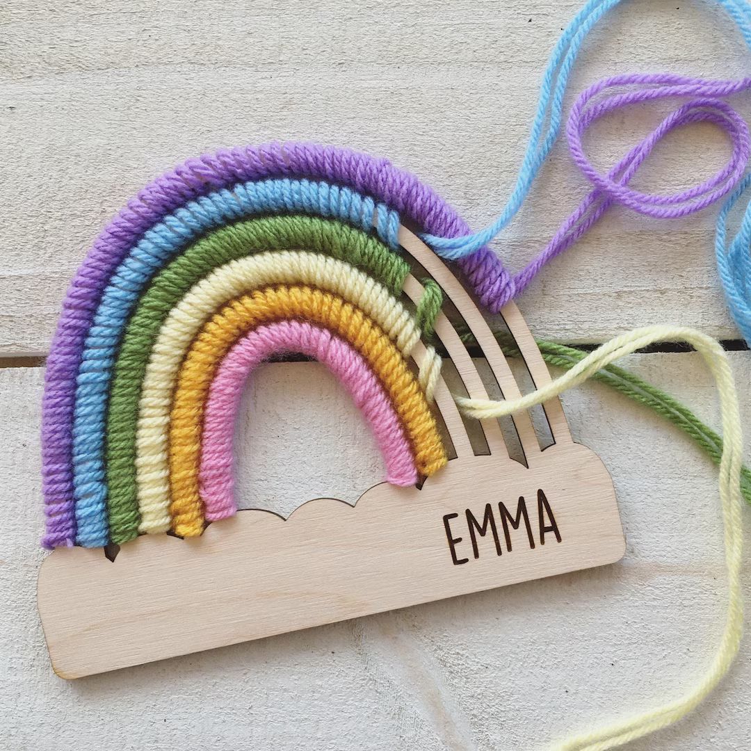 Personalized Rainbow Craft Kit  Lasercut Wood  Yarn & Tools - Etsy | Etsy (US)