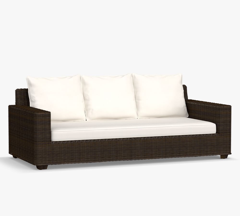 Torrey Wicker Square Arm Outdoor Sofa | Pottery Barn (US)