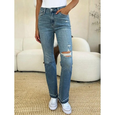 Judy Blue Full Size Mid Rise Destroyed Hem Distressed Jeans | Target