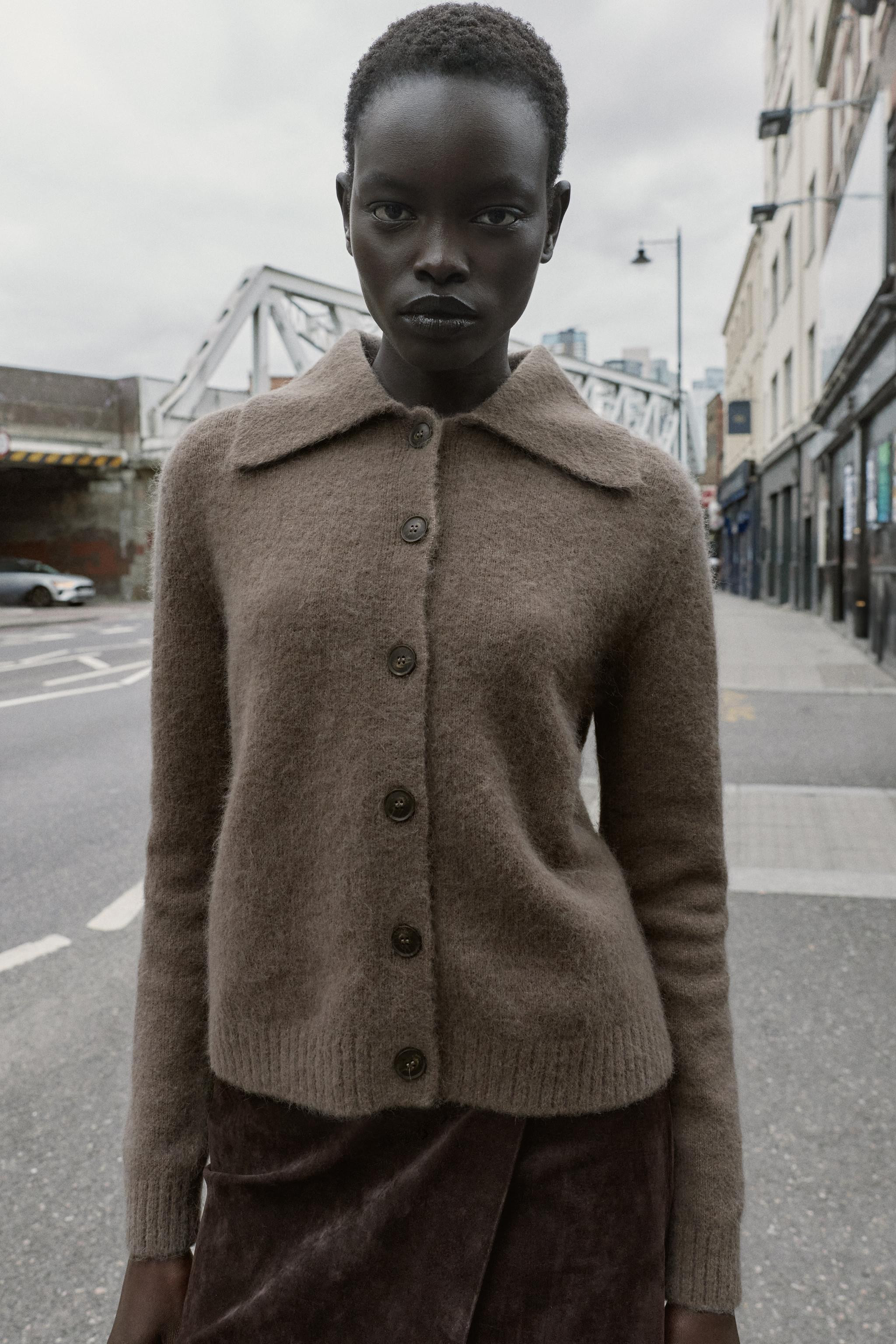 FAUX FUR LAPEL KNIT CARDIGAN | Zara UK