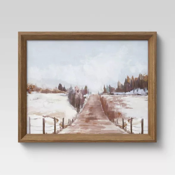 20" x 16" Winter Road Framed Wall Canvas - Threshold™ | Target